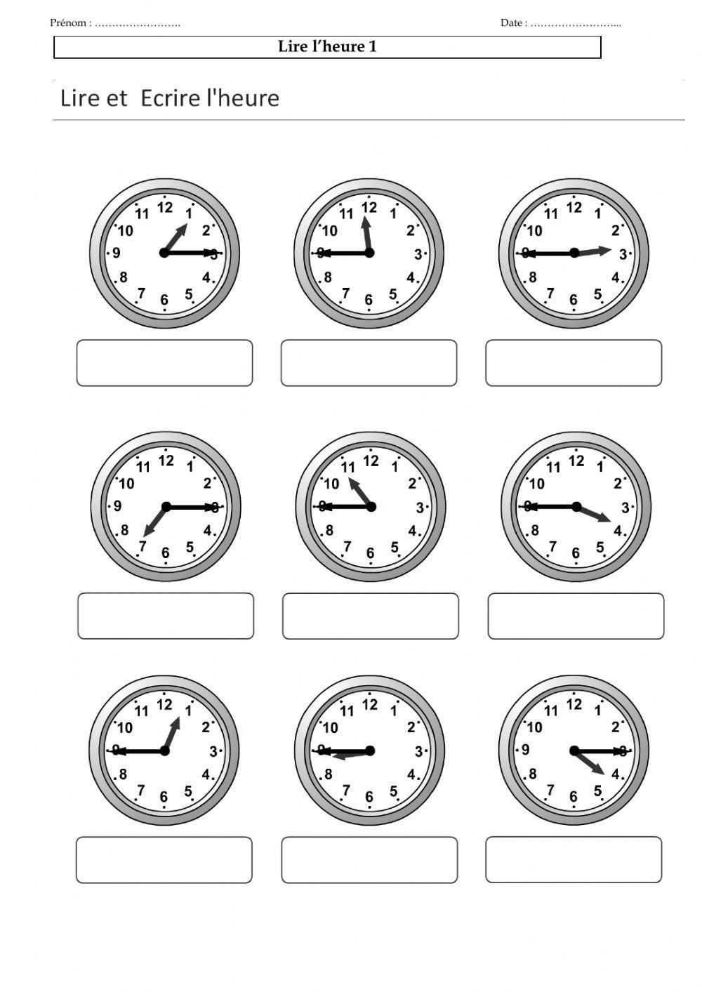Lire l'heure (2)