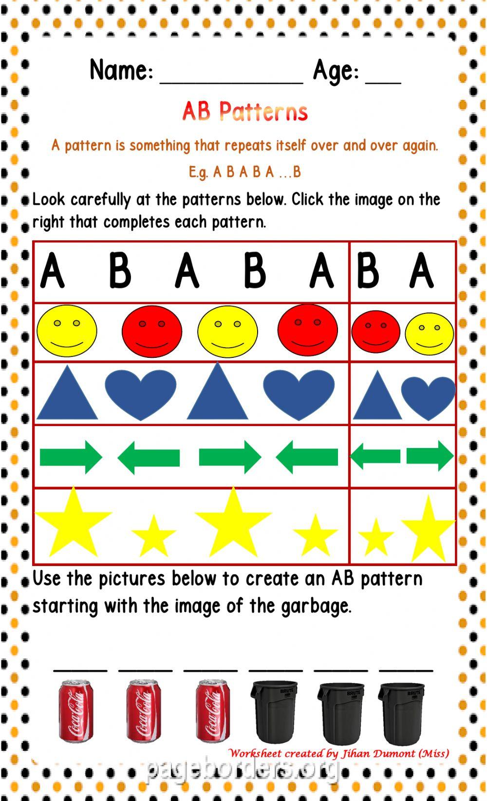AB Patterns interactive worksheet Live Worksheets