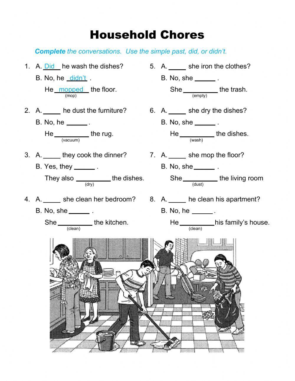 197601 Household Chores Yes No Questions Lesley