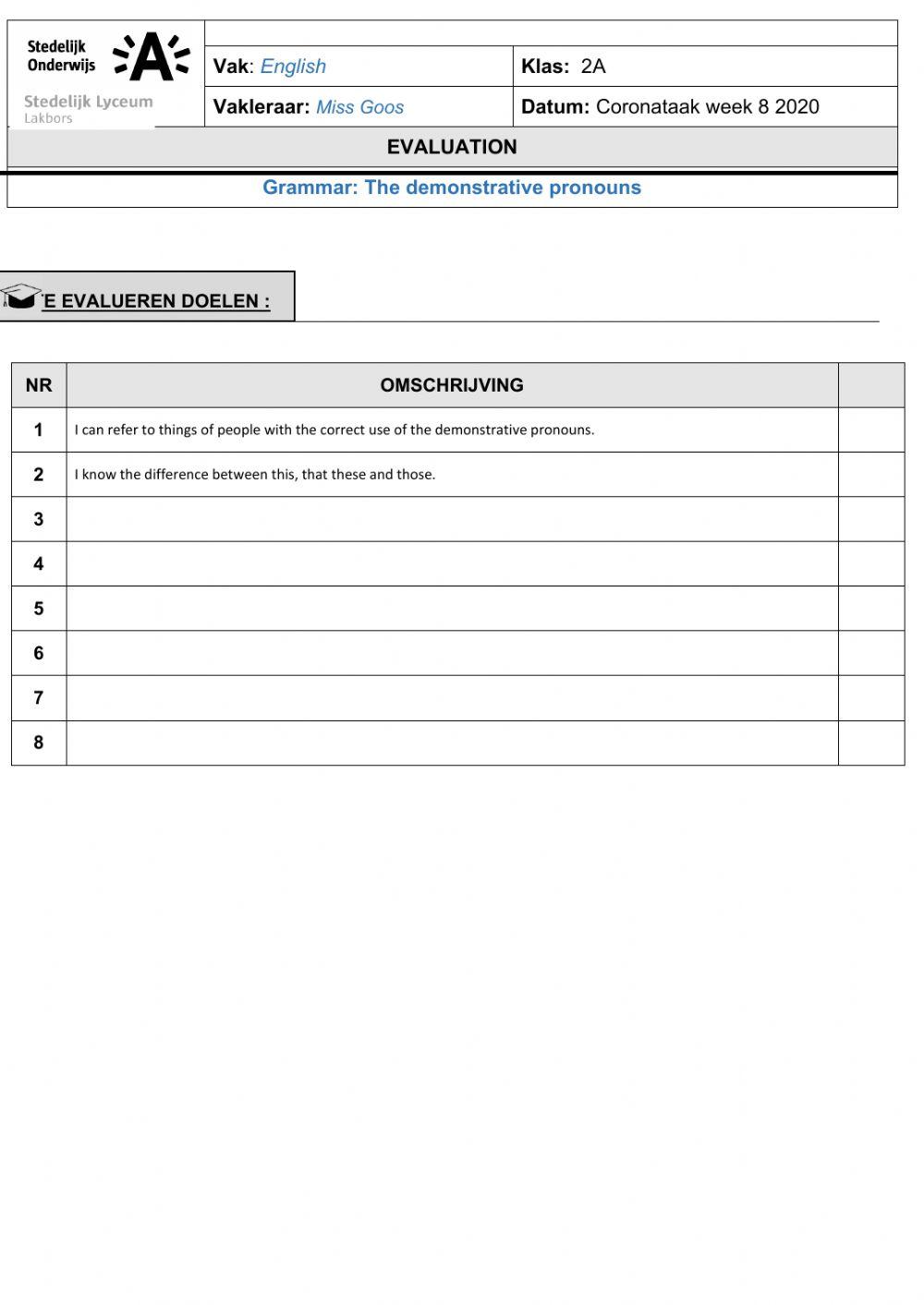 Grammar: The demonstrative pronouns
