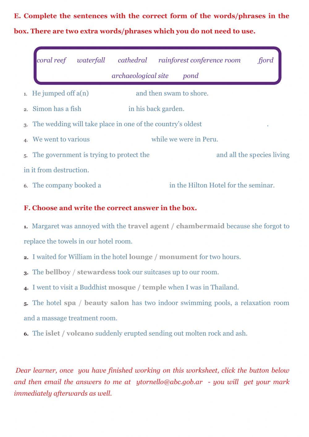 Traveller B2 -  Interactive test 1 - Click on the icon -Finish- when you finish!
