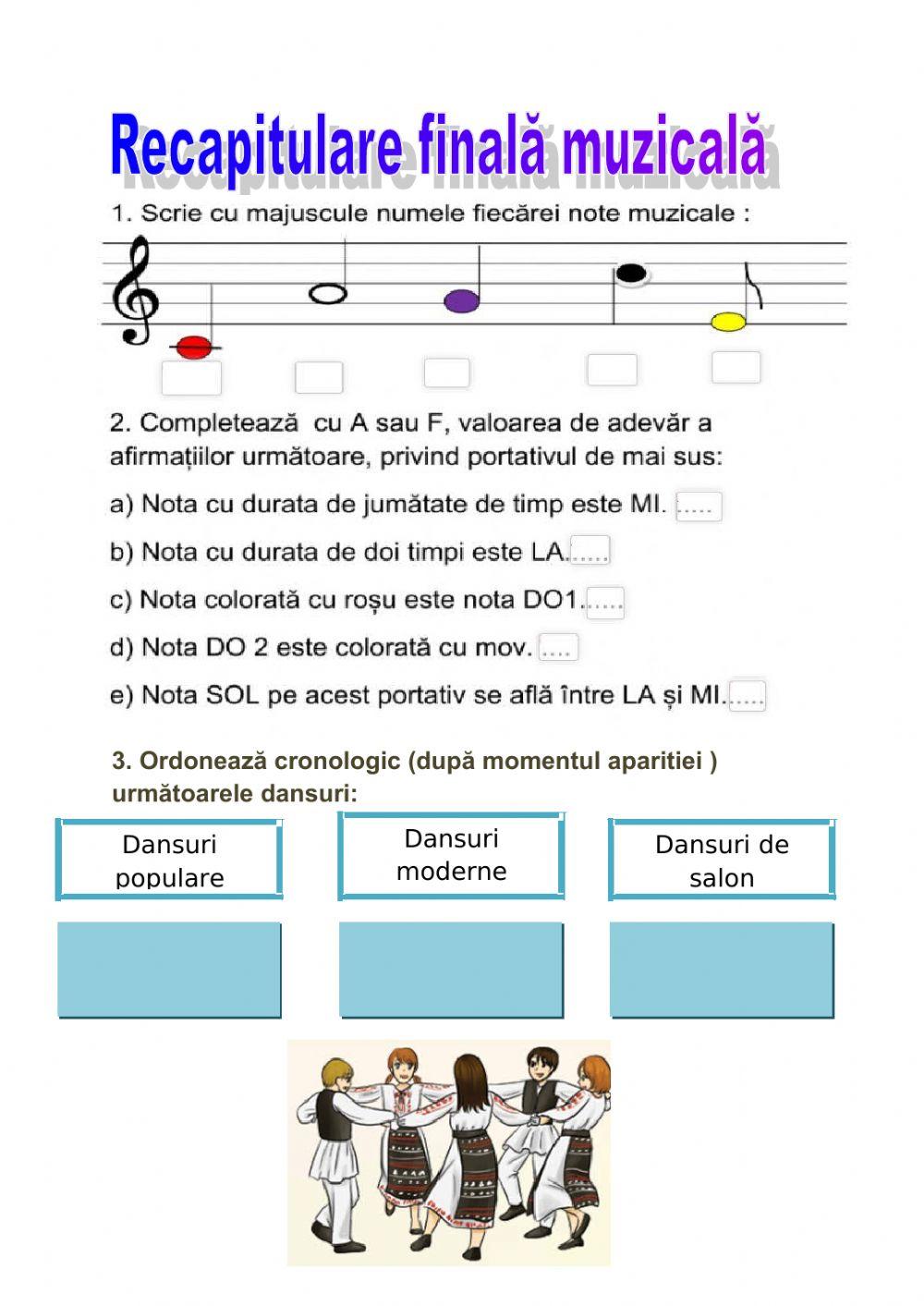 Recapitulare finală muzicală