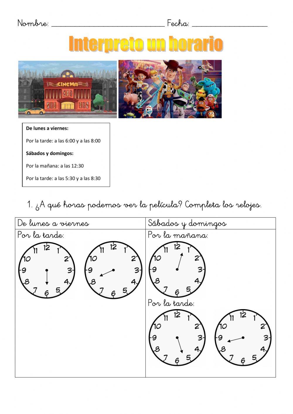 Interpretación de horarios