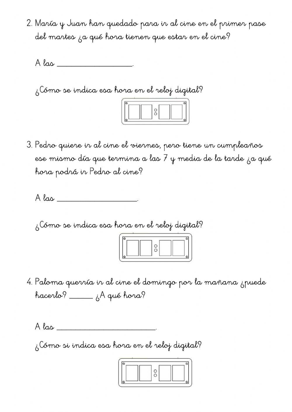 Interpretación de horarios