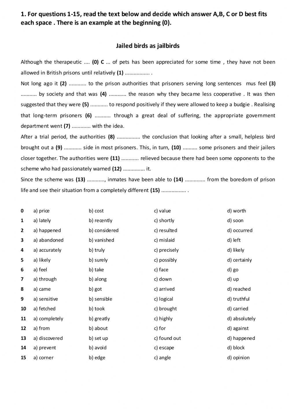 Use of English Practice Exercises (1) worksheet