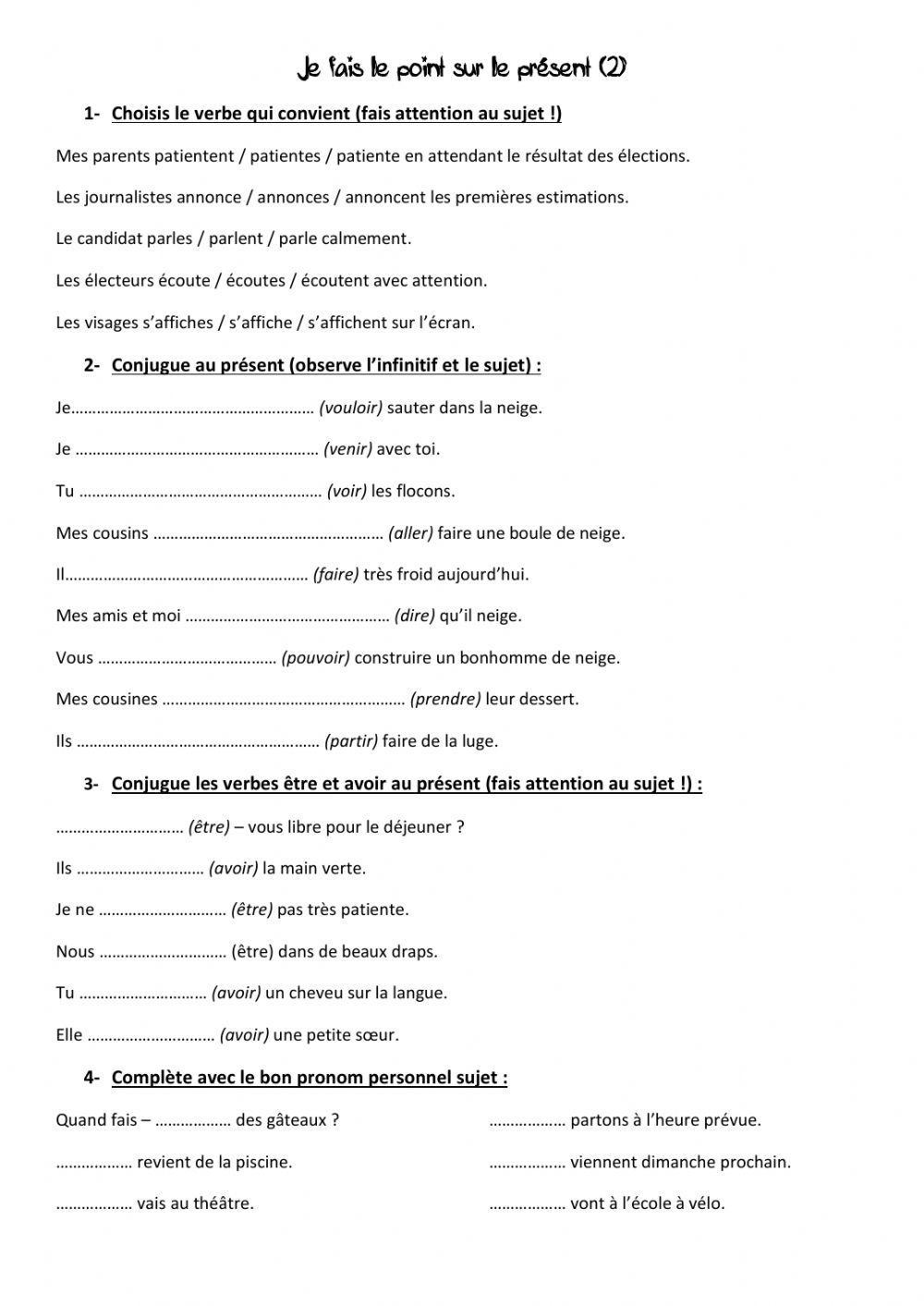 Je fais le point sur le présent 2