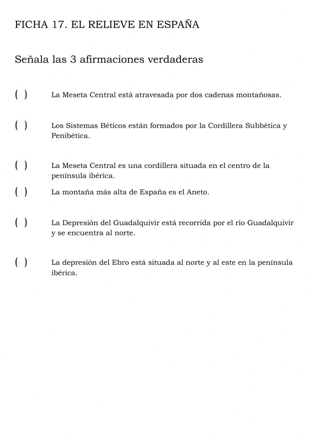 El relieve de españa