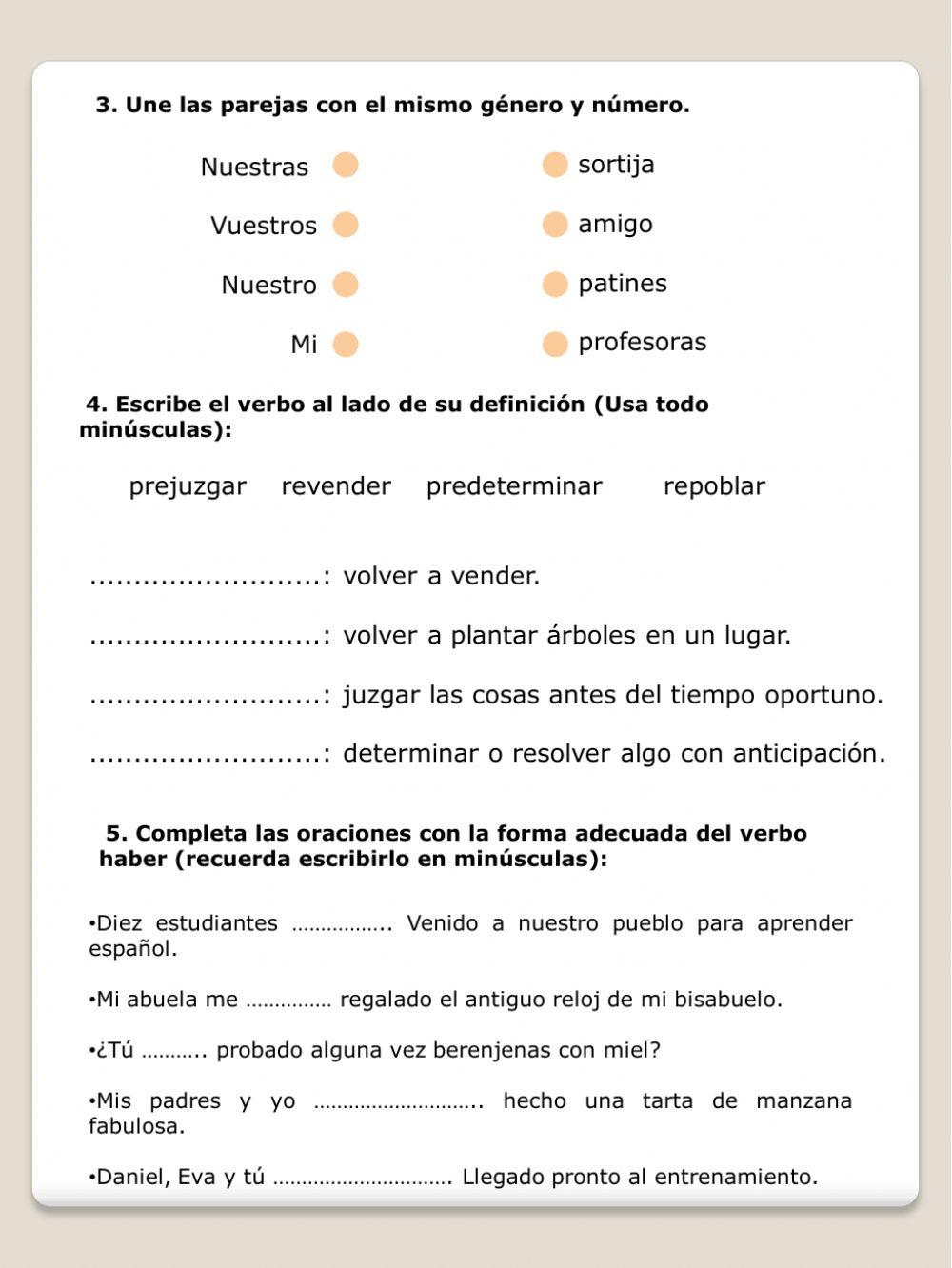 REPASO LO APRENDIDO interactive worksheet | Live Worksheets