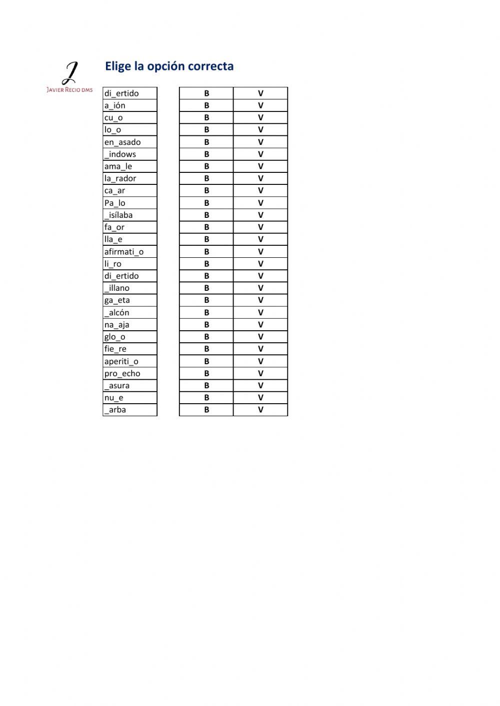 Ortografía b y v M16