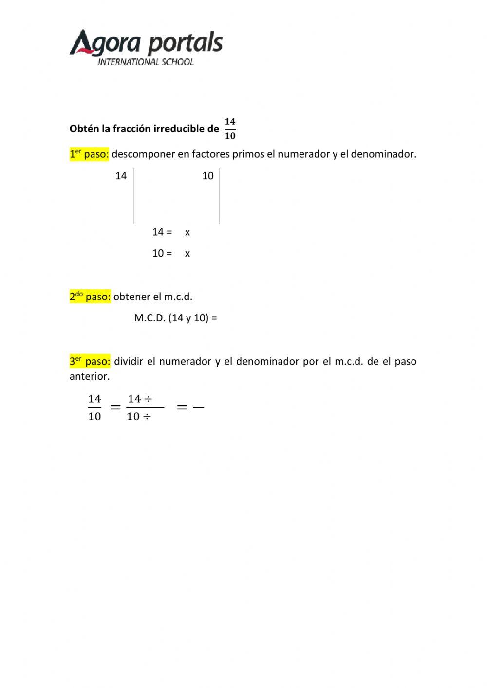 Fracción irreducible