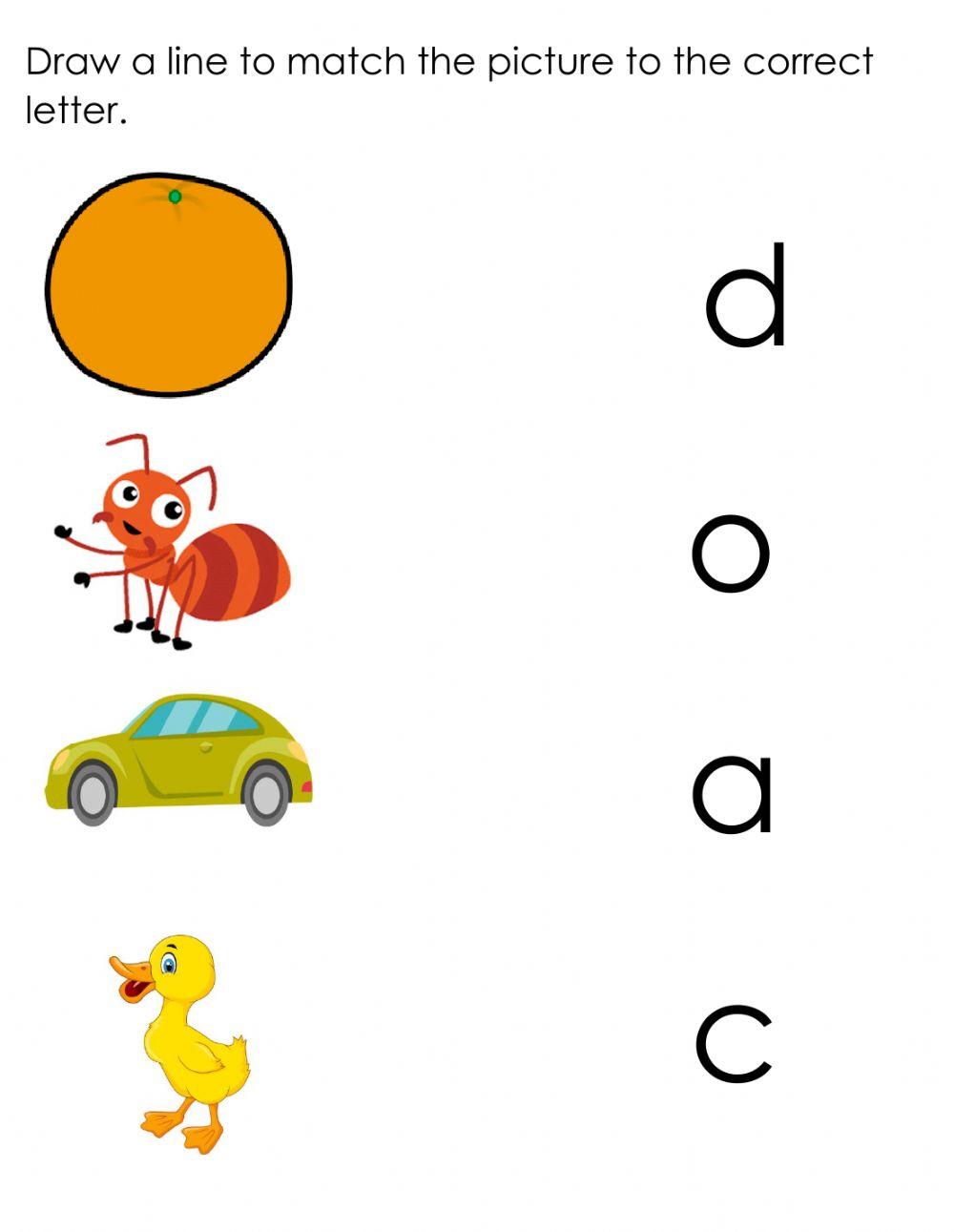 Letter o,c,a,d recognition and association