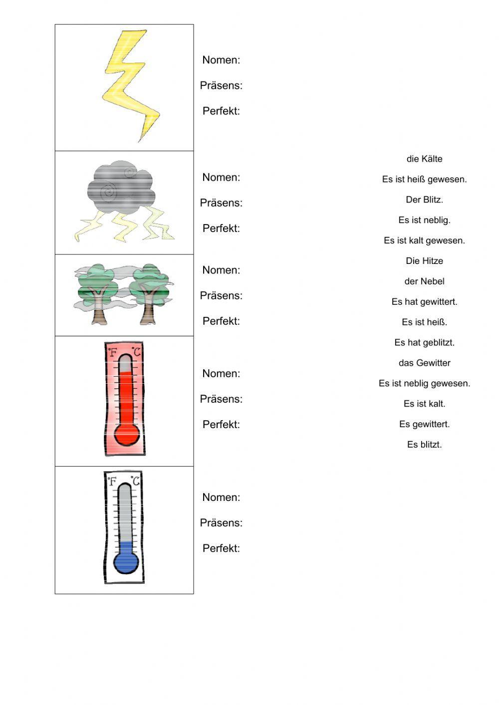 Das Wetter - Bild-Satz-Zuordnung