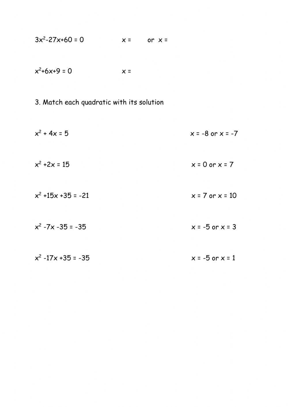 Solving quadratics by factoring