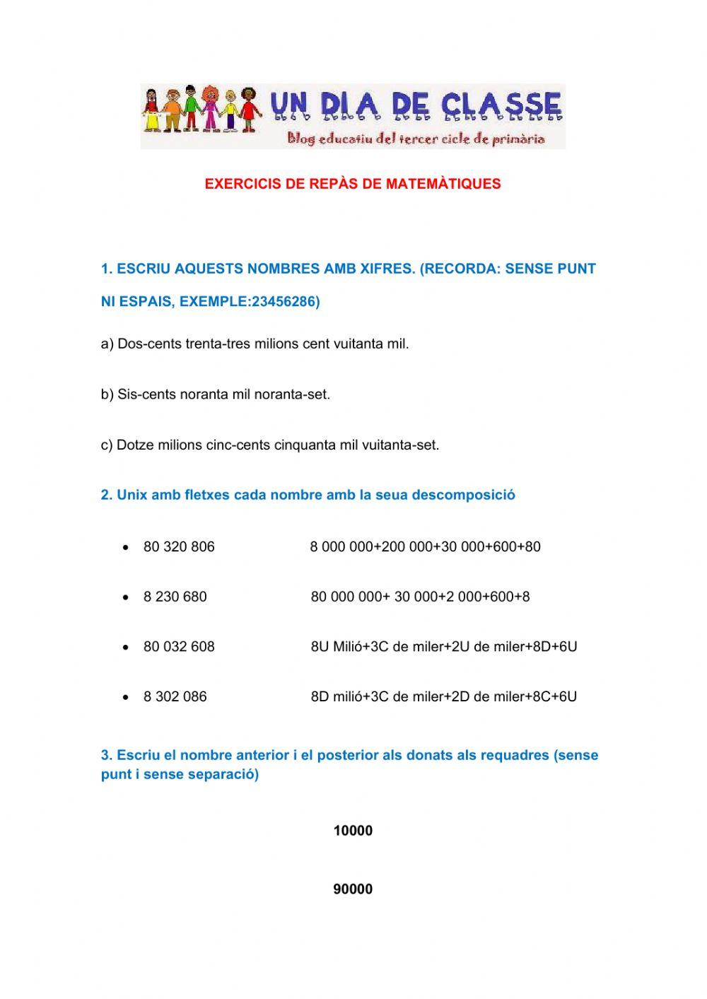 Matemàtiques: repàs de descomposició i nombres romans