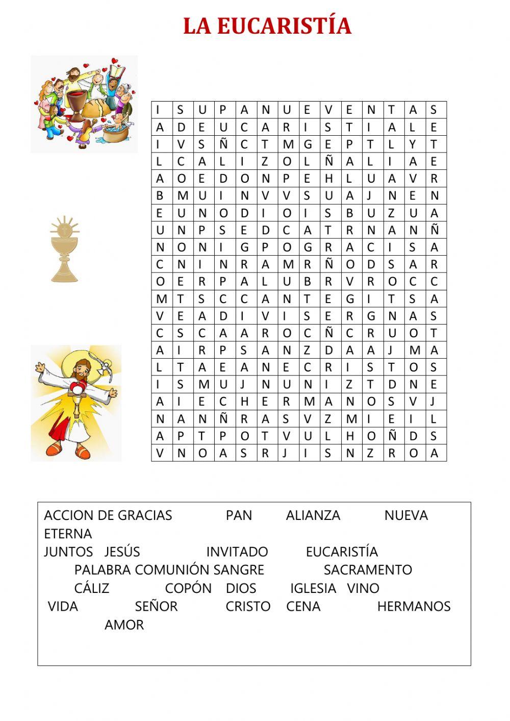 LA EUCARISTÍA (sopa de letras) LA EUCARISTÍA (sopa de letras)