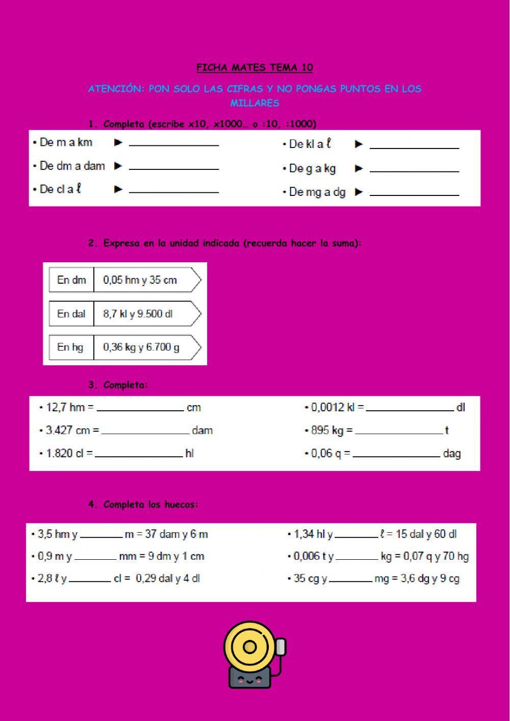 Fichas unidades de medida