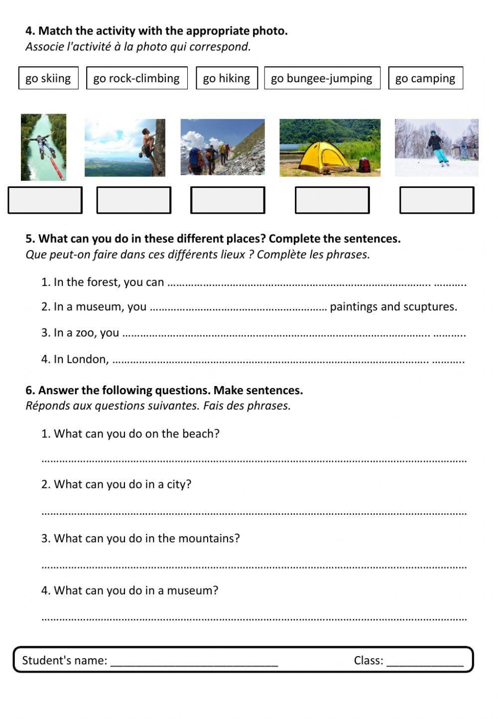 Tourism activities Tourism activities