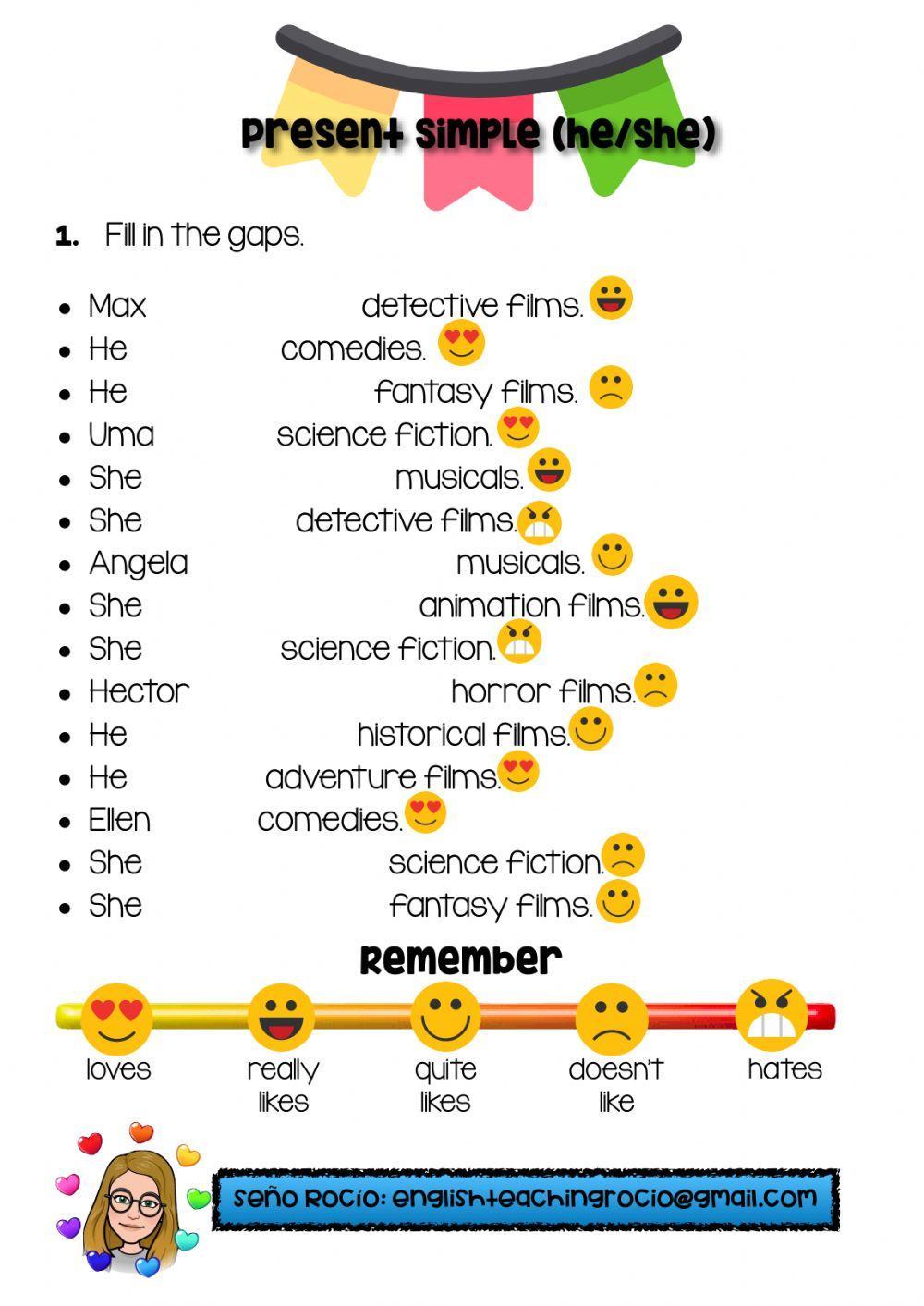 Present simple (He-She) 199129 | TeacherRocioHP | Live