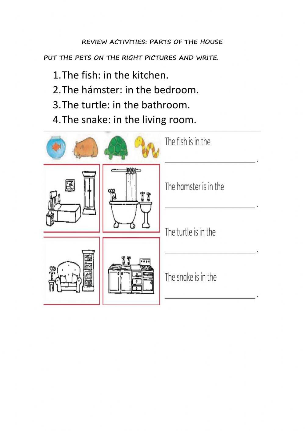 Review parts of the house 2 worksheet Live Worksheets