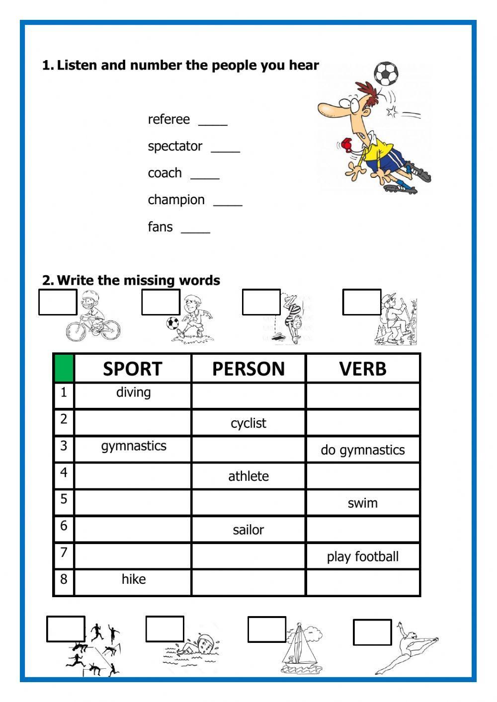 Sports (listening and vocabulary)