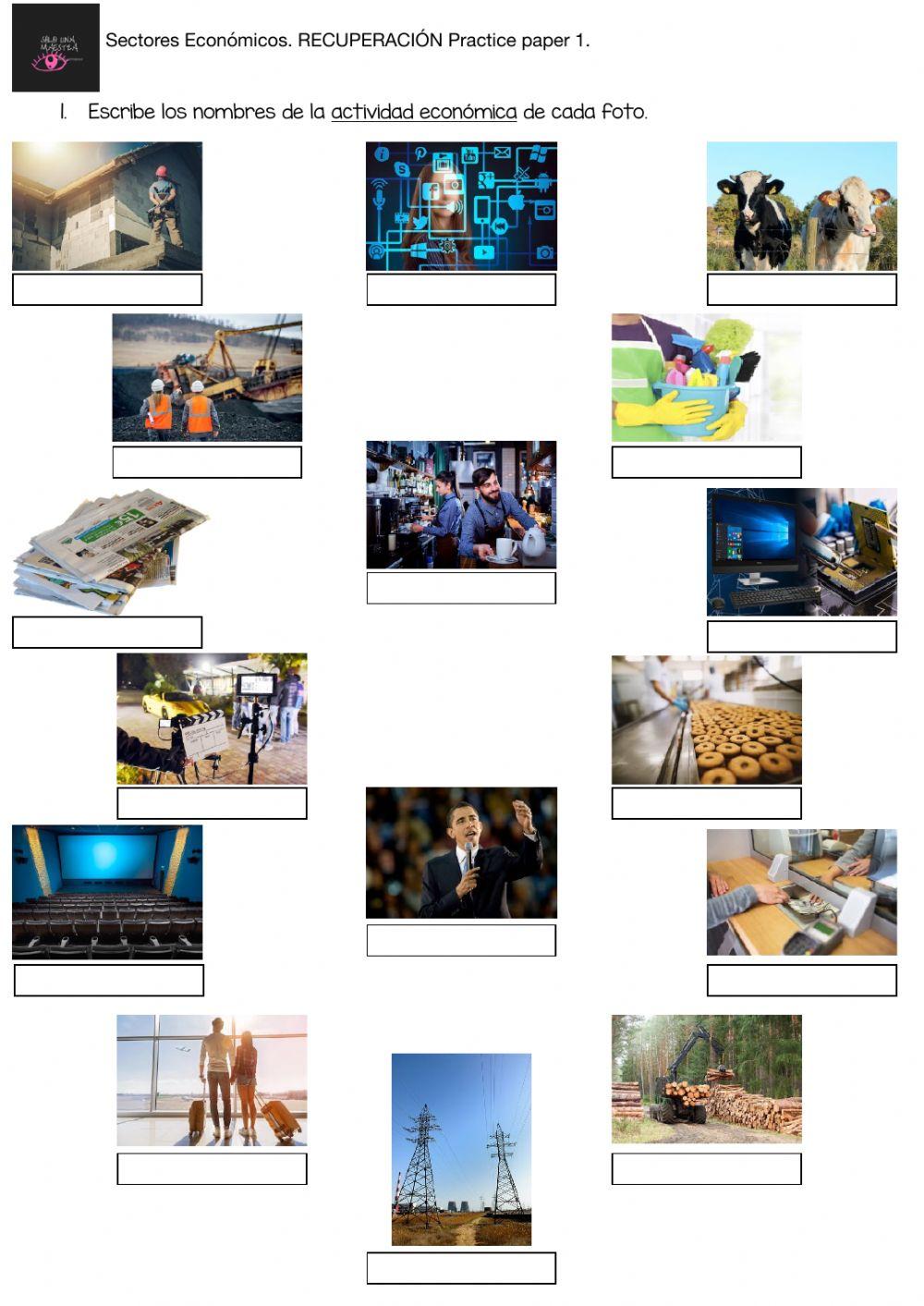 Sectores Económicos. RECUPERACIÓN Practice paper 1.