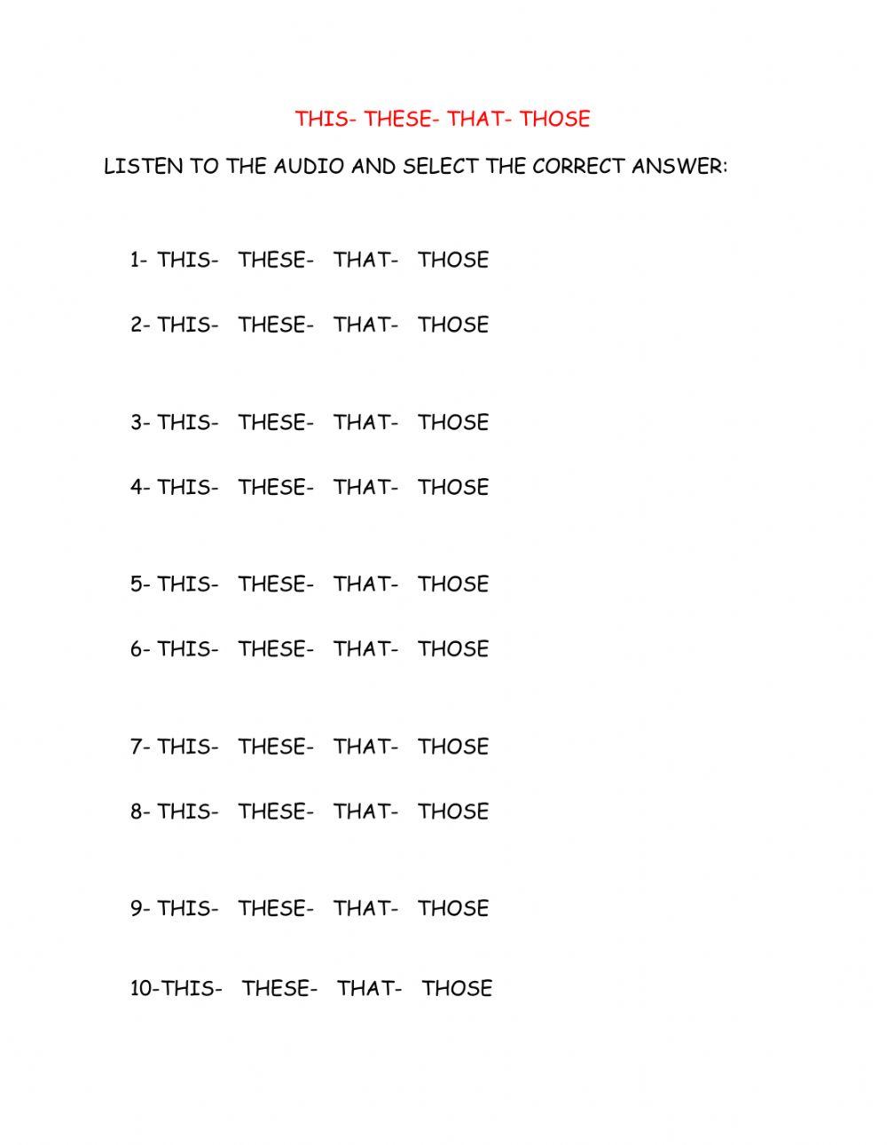 This- these-that- those