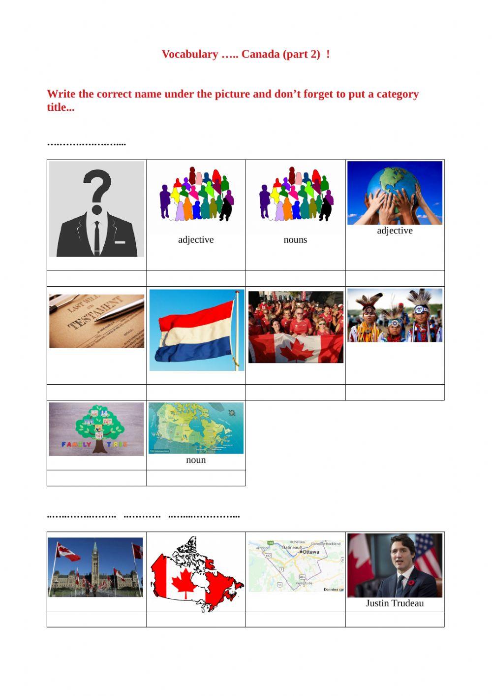 Vocabulary test - Canada part 2