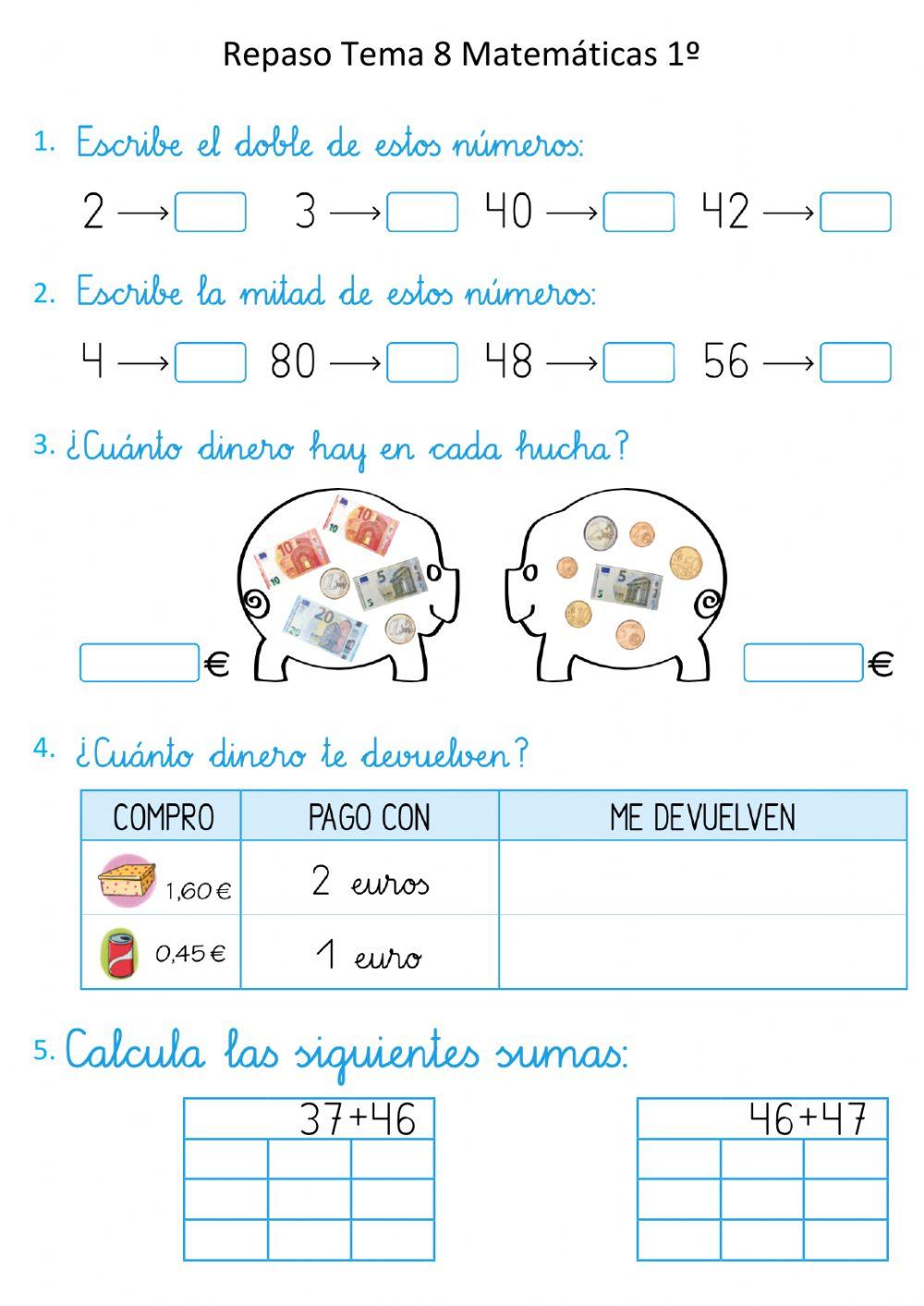 Repaso tema 8 matemáticas 1º