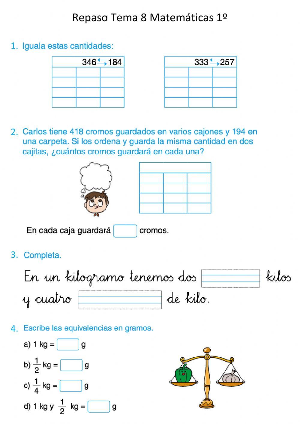 Repaso tema 8 matemáticas 2º