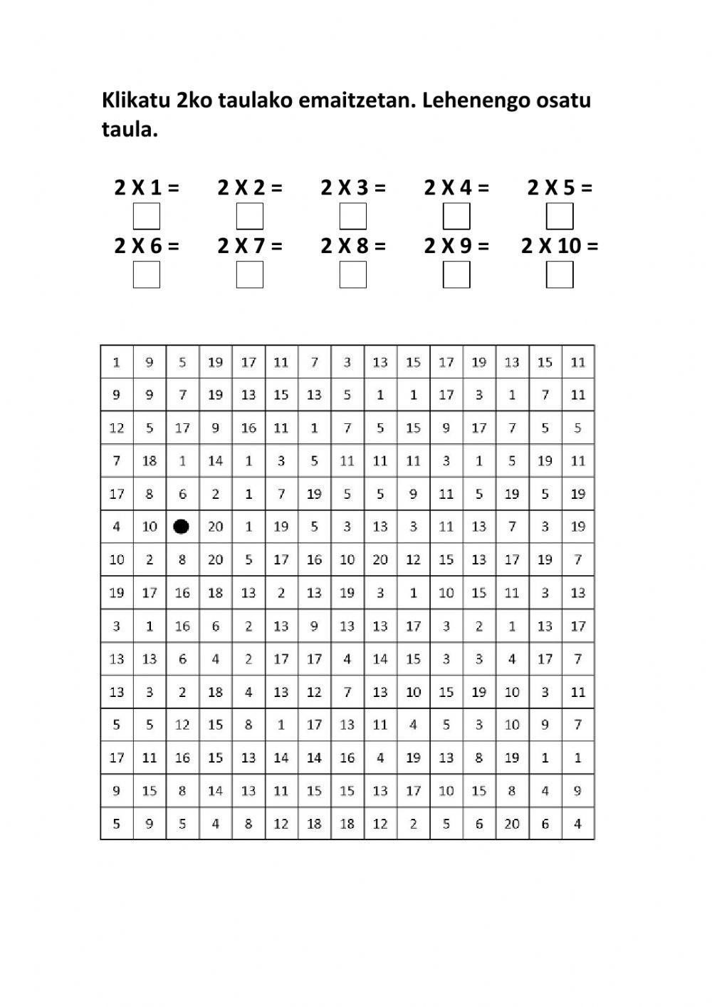 2ko taula-barrazkiloa