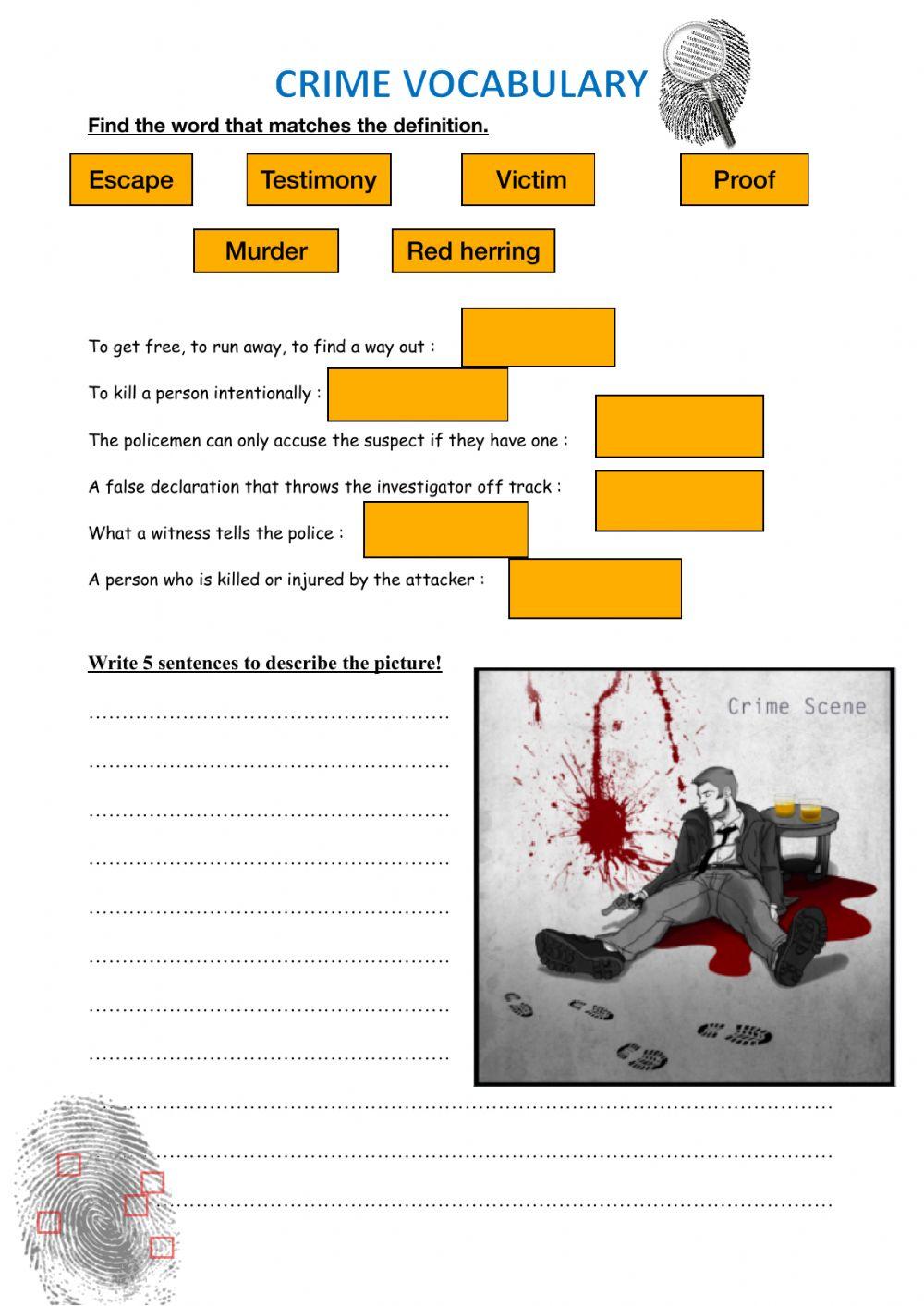 Crime scene activity Live Worksheets