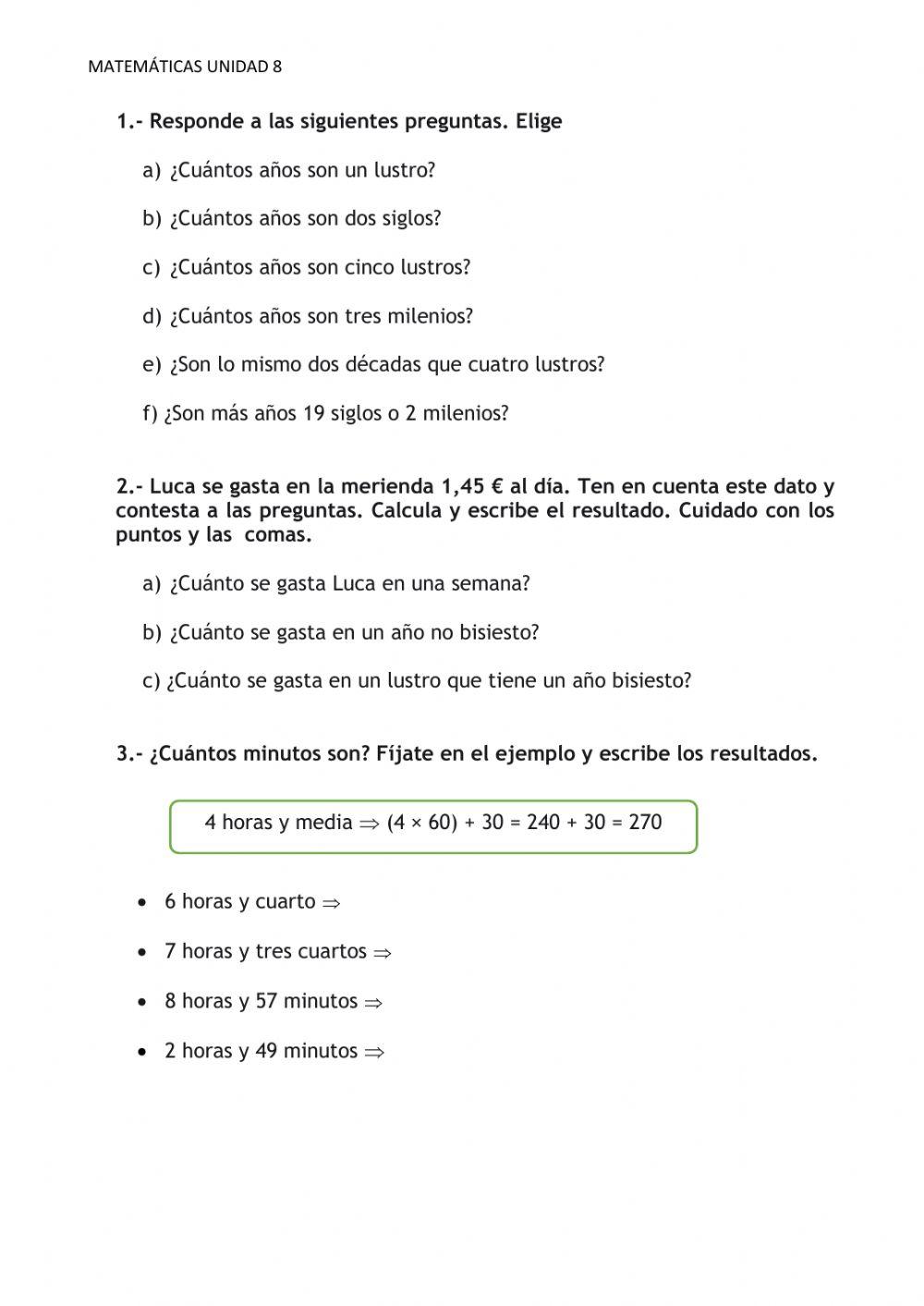 Mates Unidad 8 Tiempo