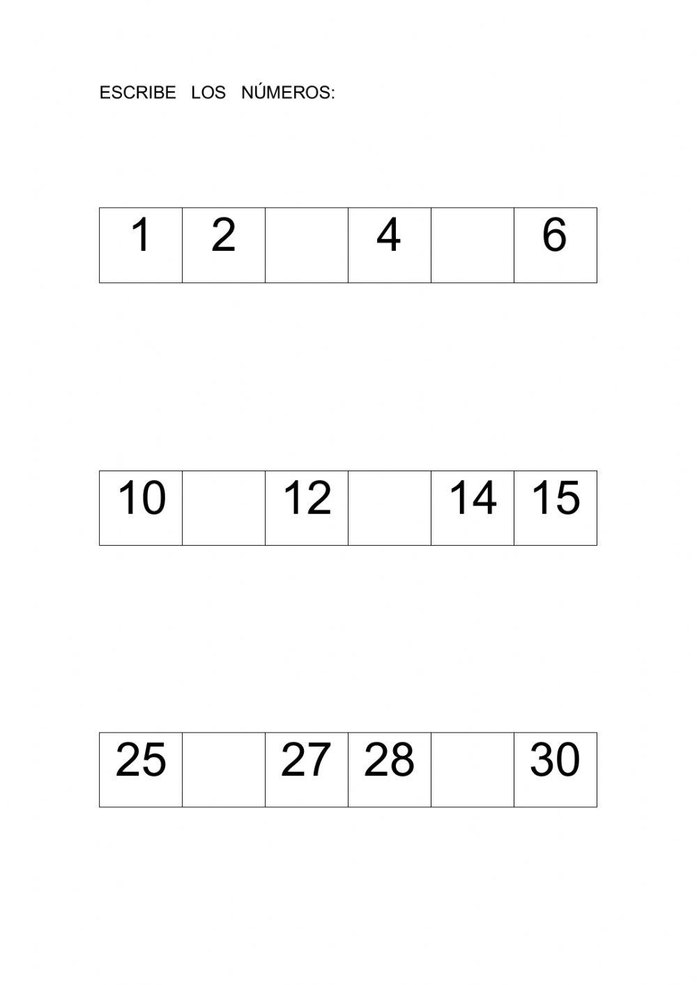 Números del 1 al 50