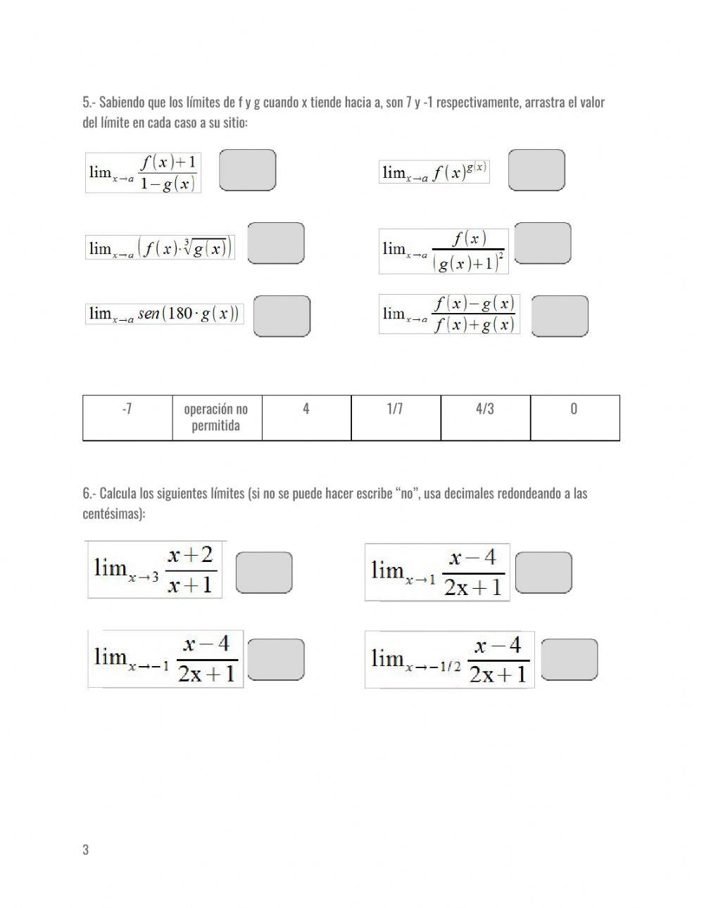 Propiedades de los límites