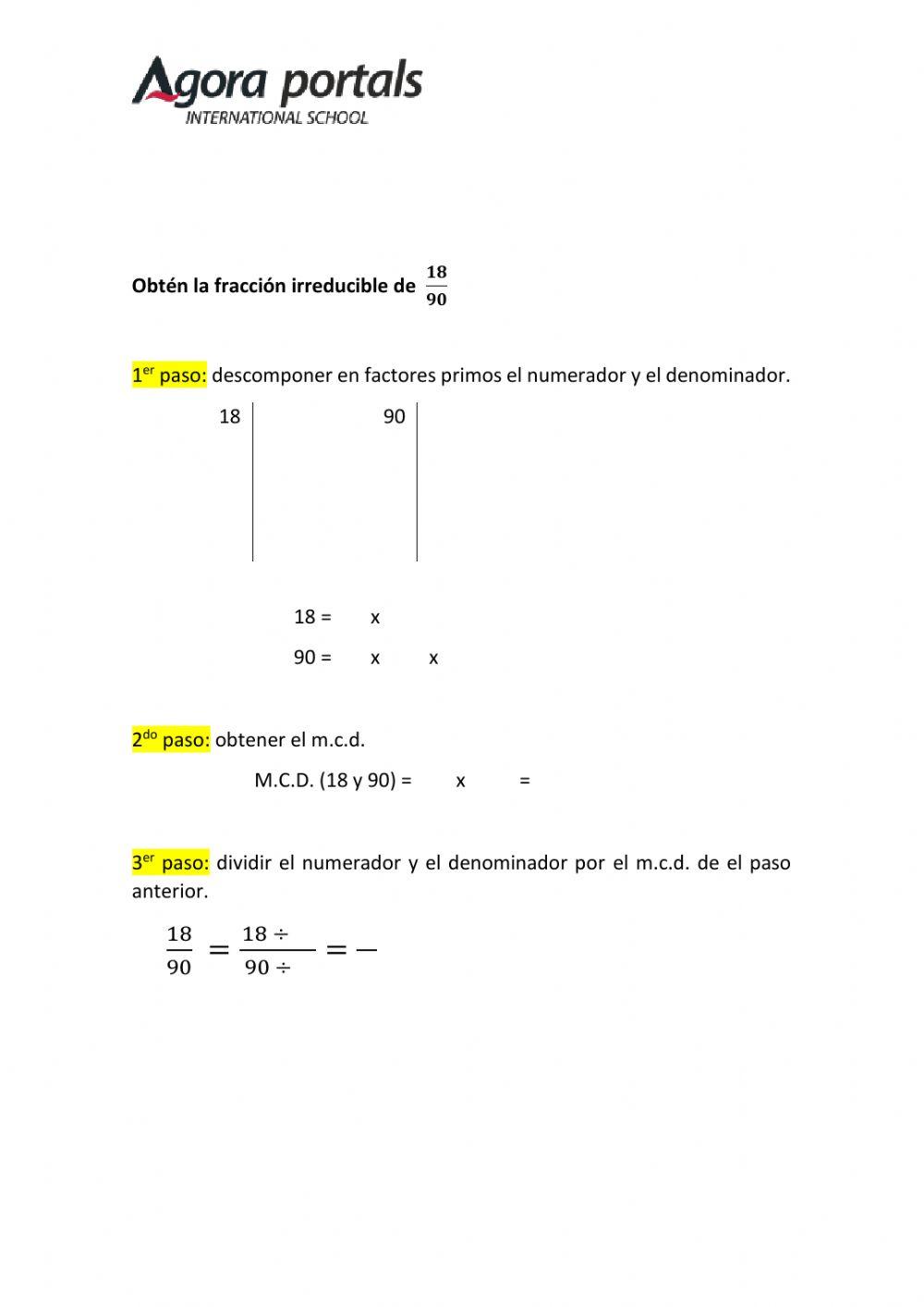 Fracción irreducible