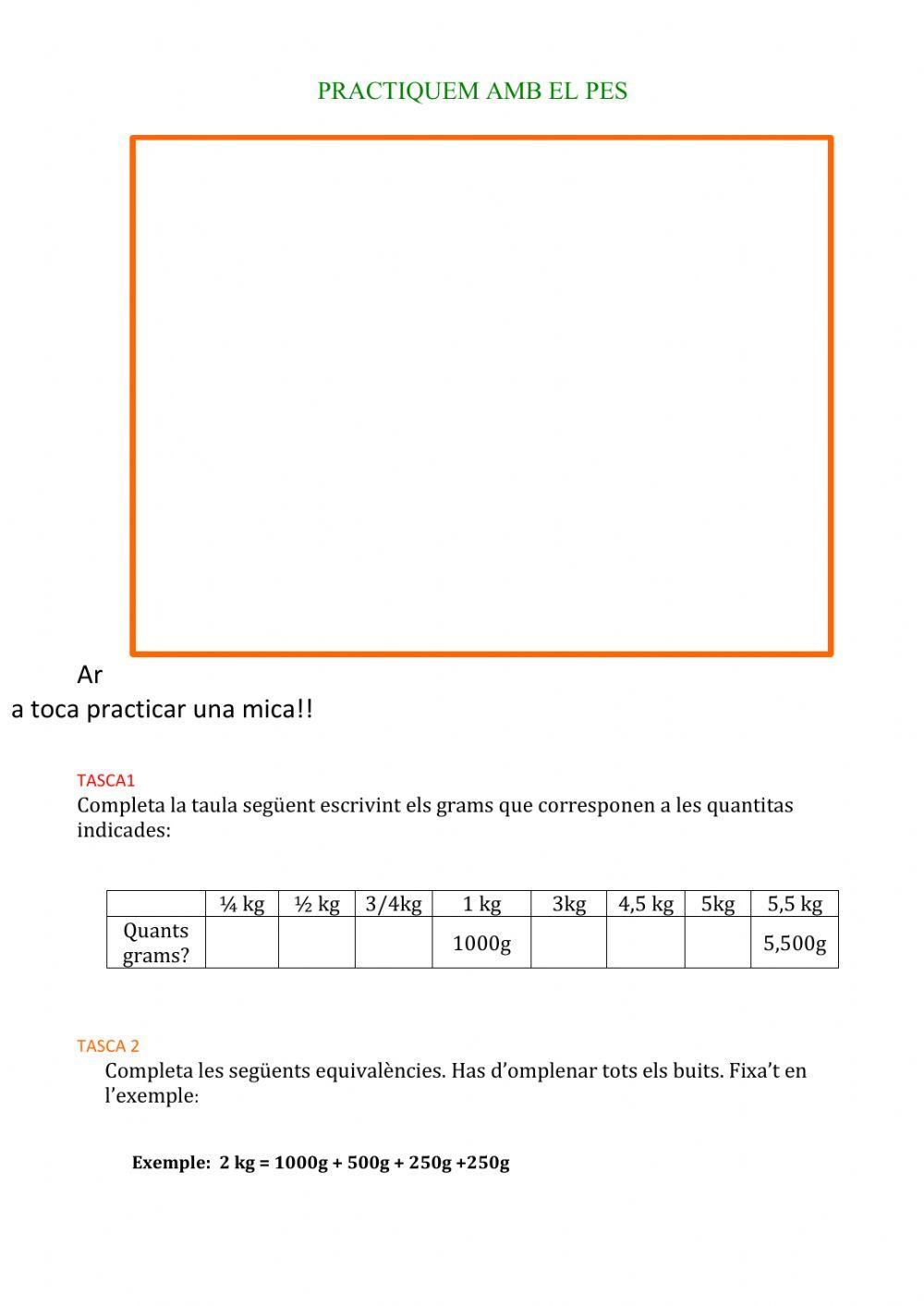 Practiquem amb el pes