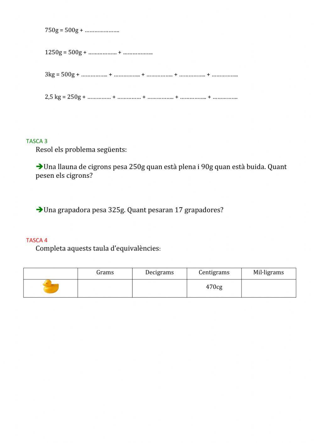 Practiquem amb el pes