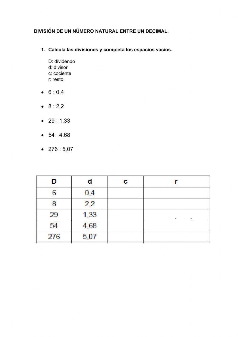 Divisiónde un número natural entre un decimal