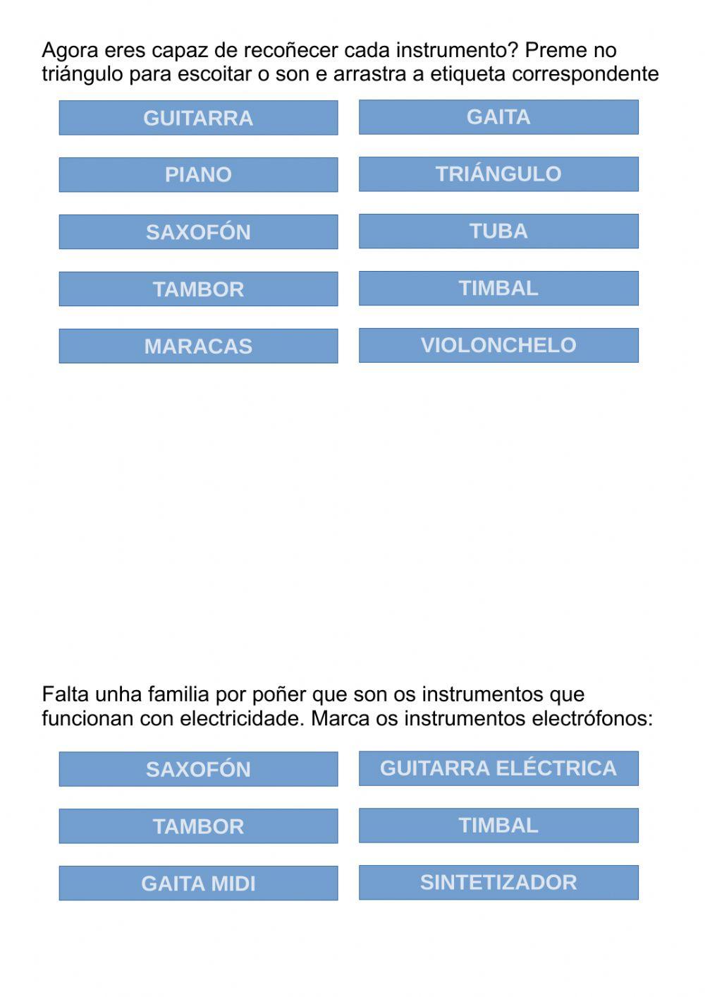 Familias de instrumentos