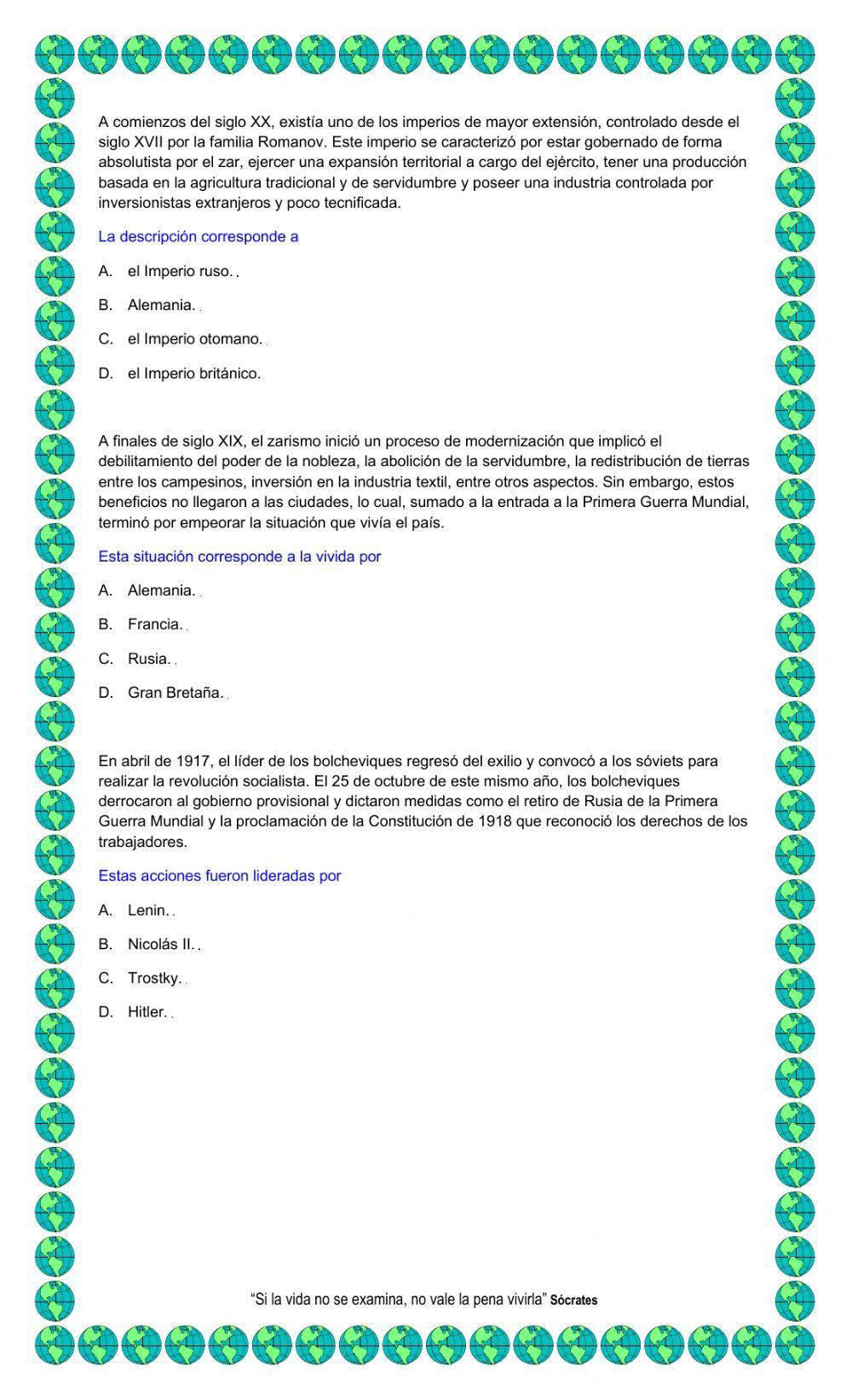 Quiz Imperialismo - Primera Guerra Mundial