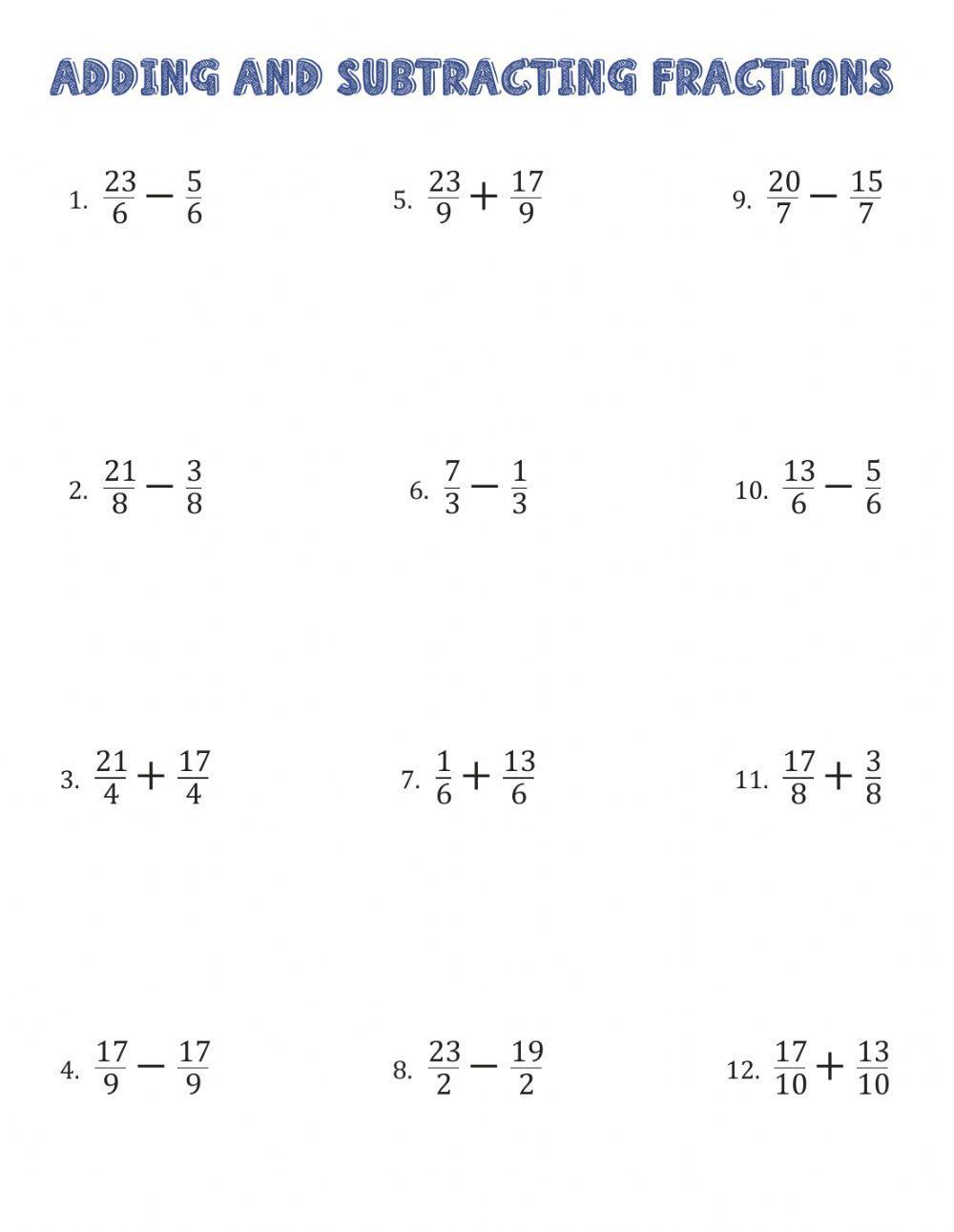 Operations with fractions