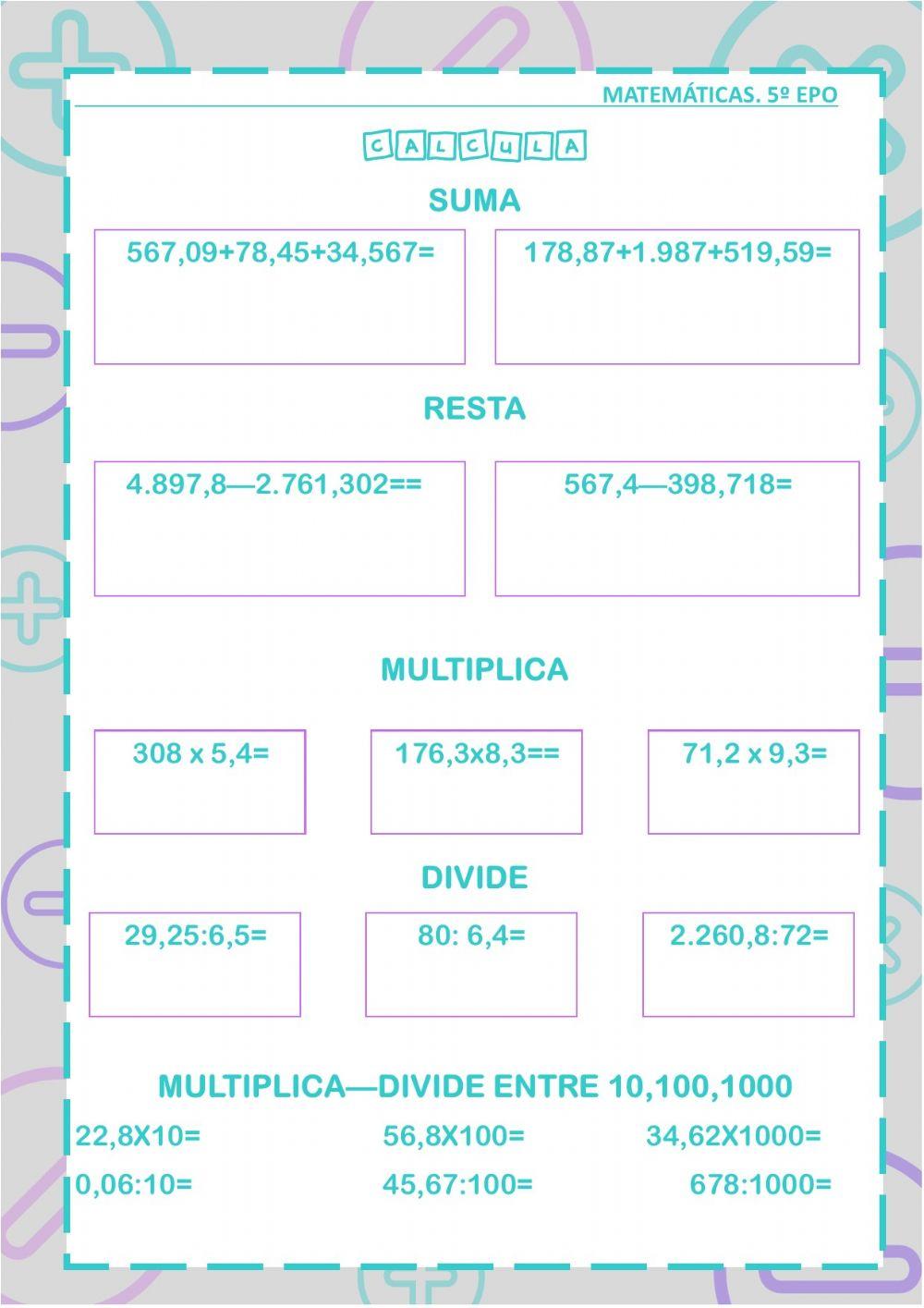 Operaciones decimales