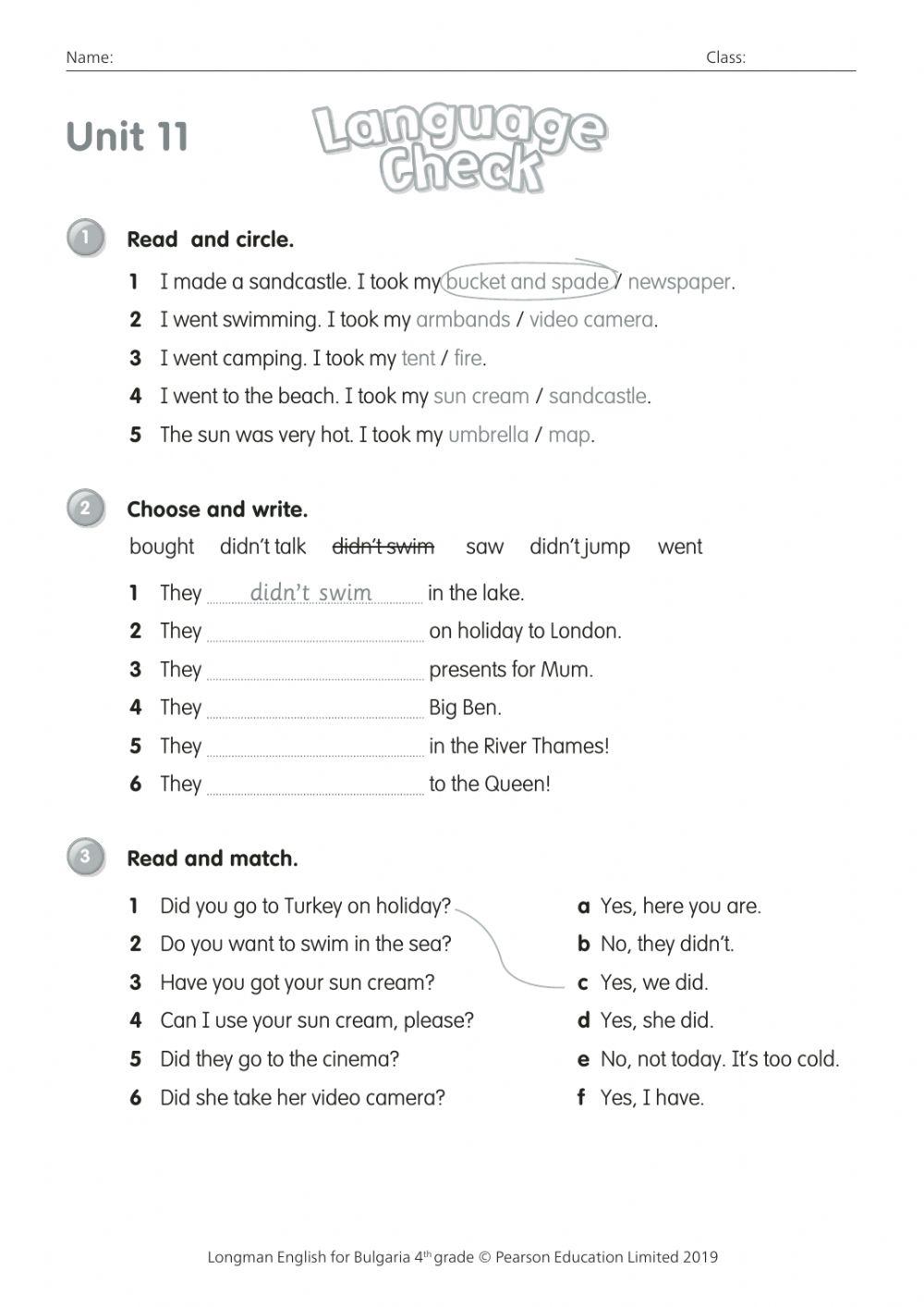 Lomgman English 4th grade - Unit 11
