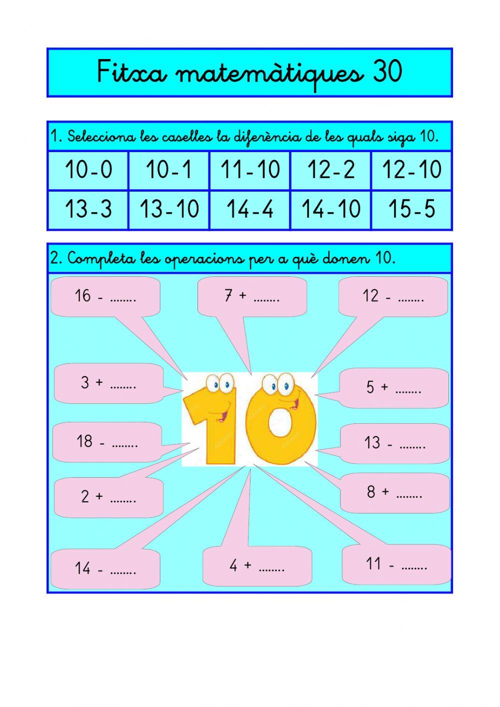 Fitxa de matemàtiques 30