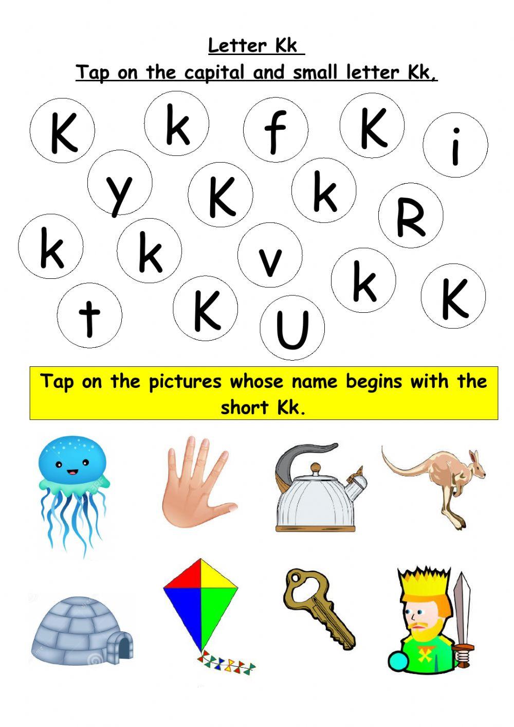 Tap on the capital and small letter Kk