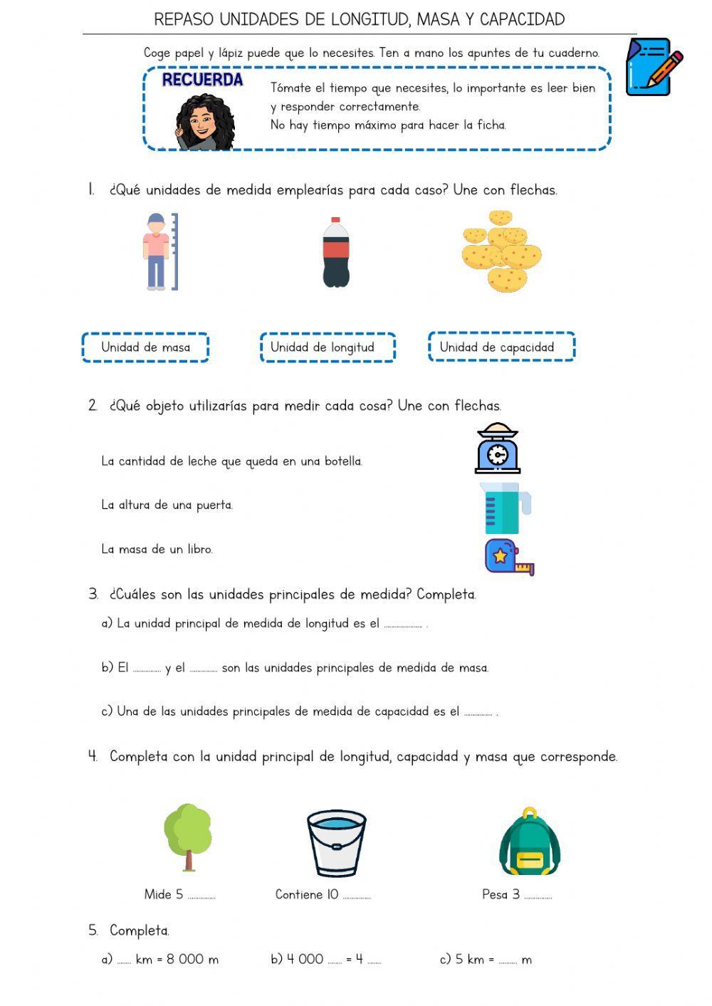 Repaso medidas de masa, longitud y capacidad