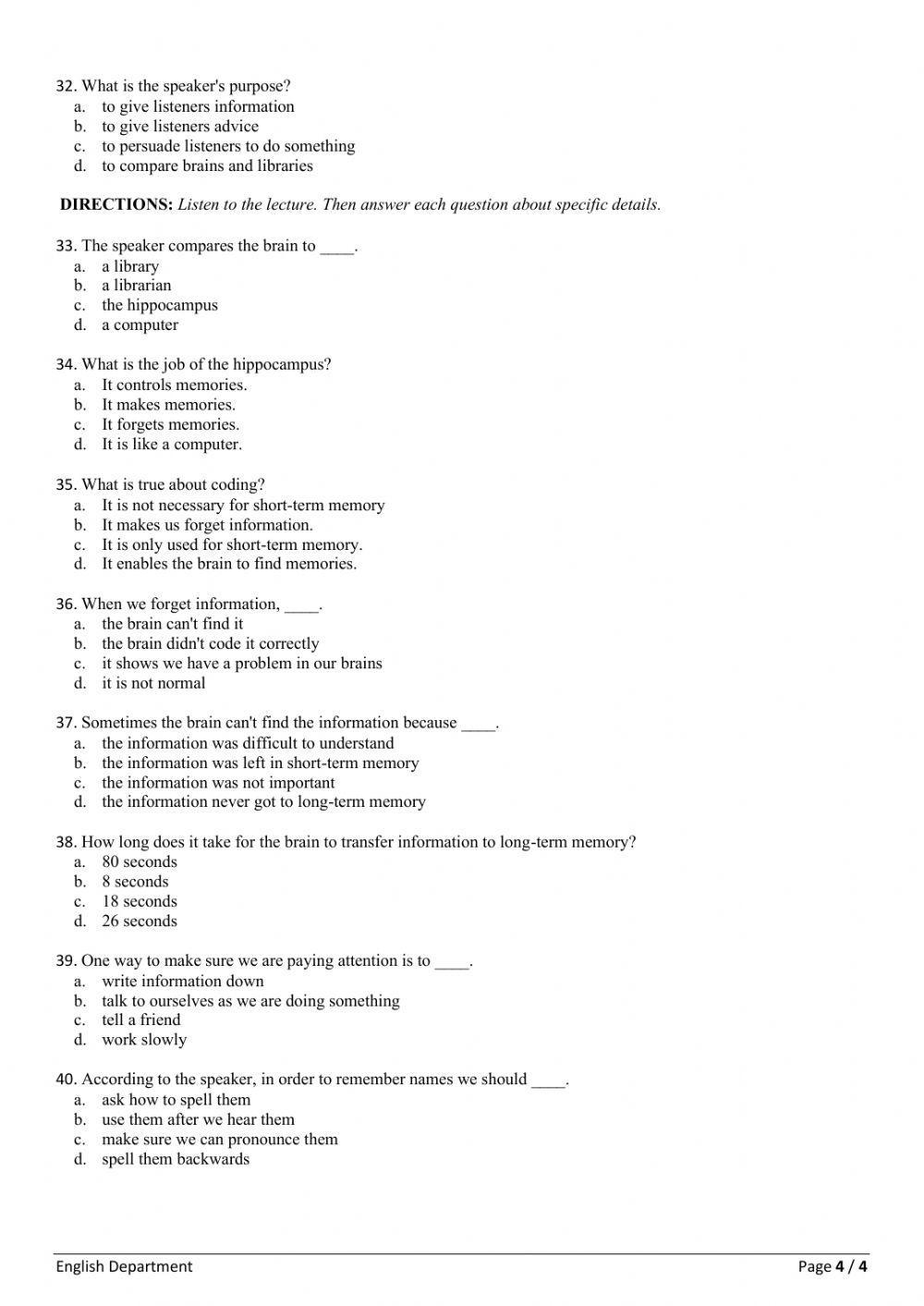 Grade8 Listening Test