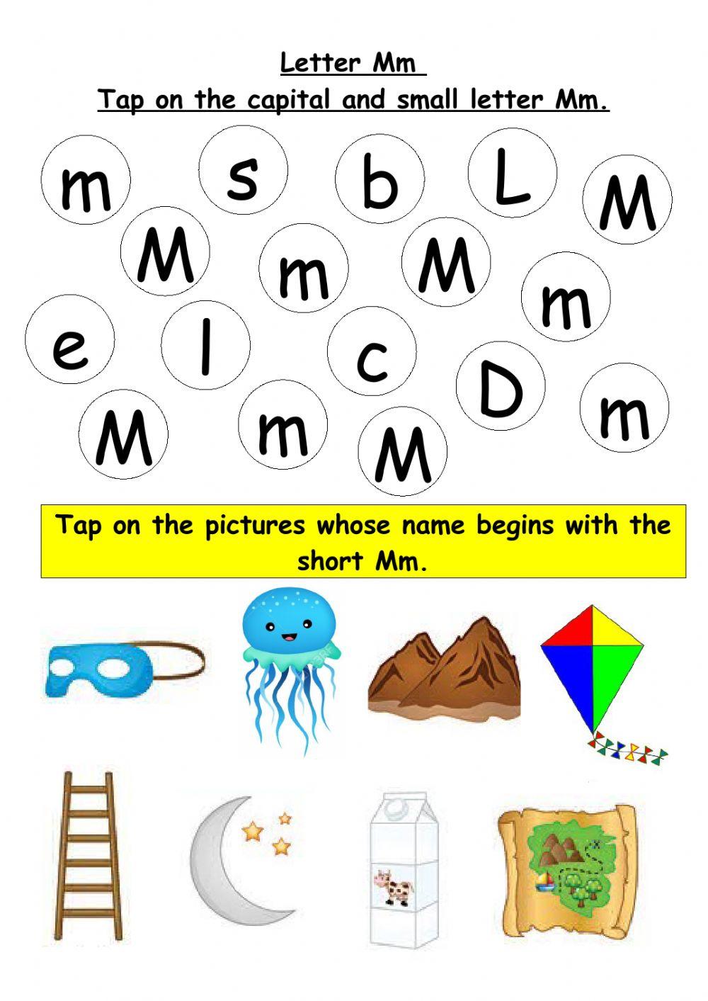 Tap on the capital and small letter Mm