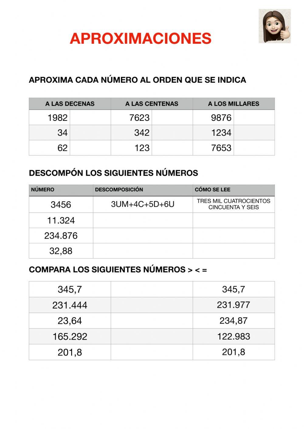 Aproximaciones, comparación y descomposición