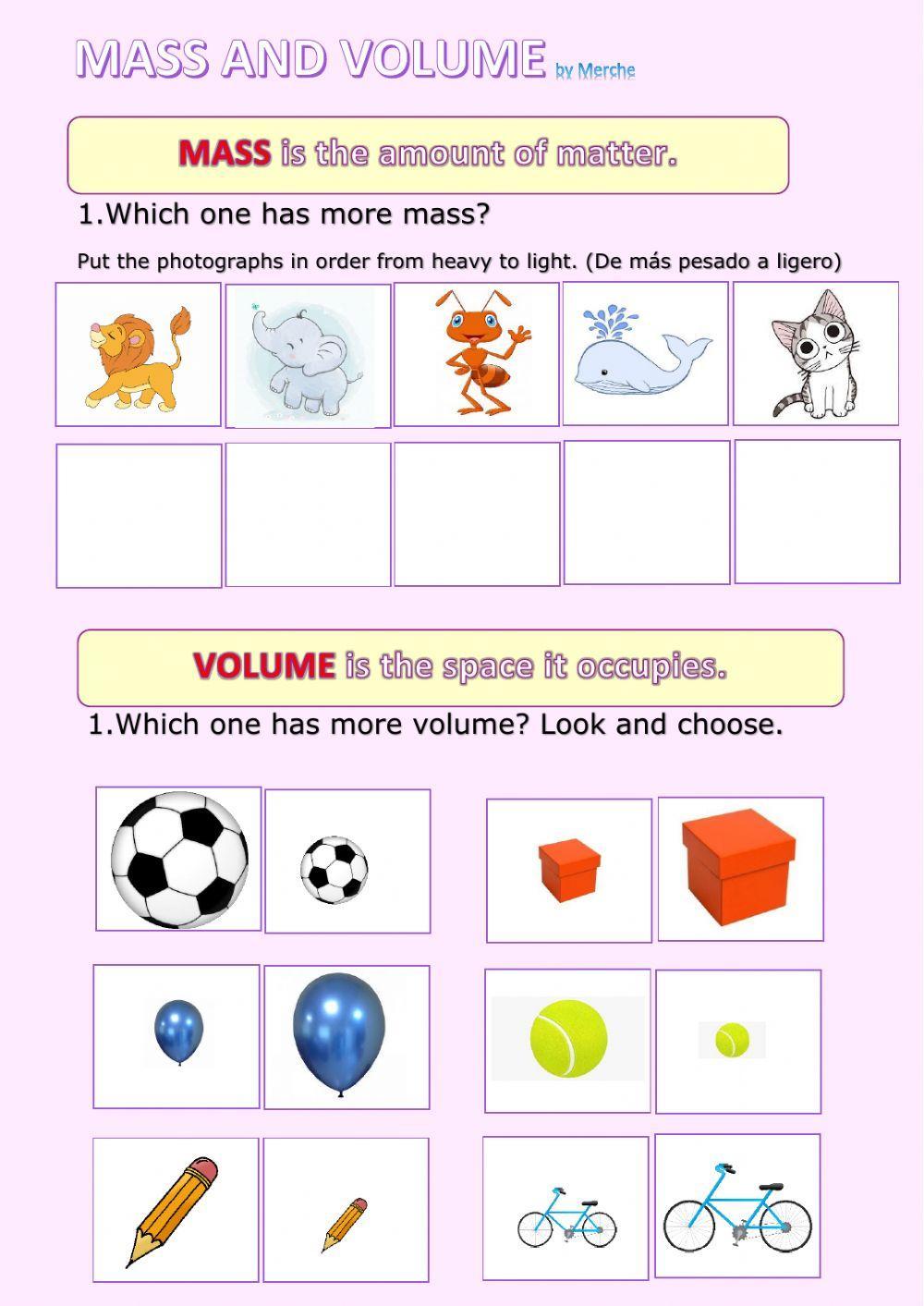 Mass and volume Mass and volume